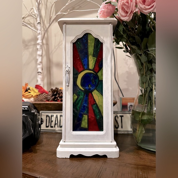 Stained Glass Moon Jewelry Box - Picture 1 of 10